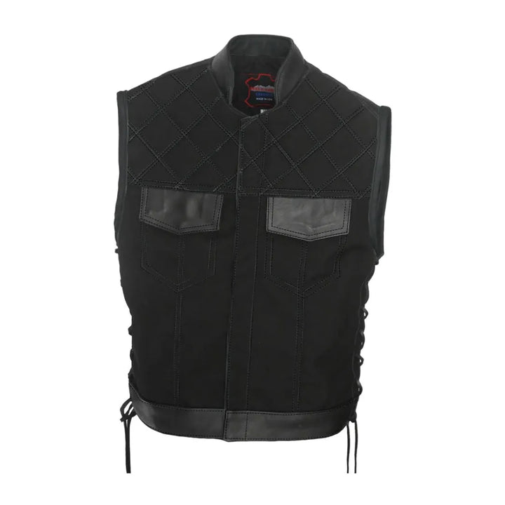 Double Stitch Diamond Biker Vest  Water Resistant Military Grade Fabric (Cordura)