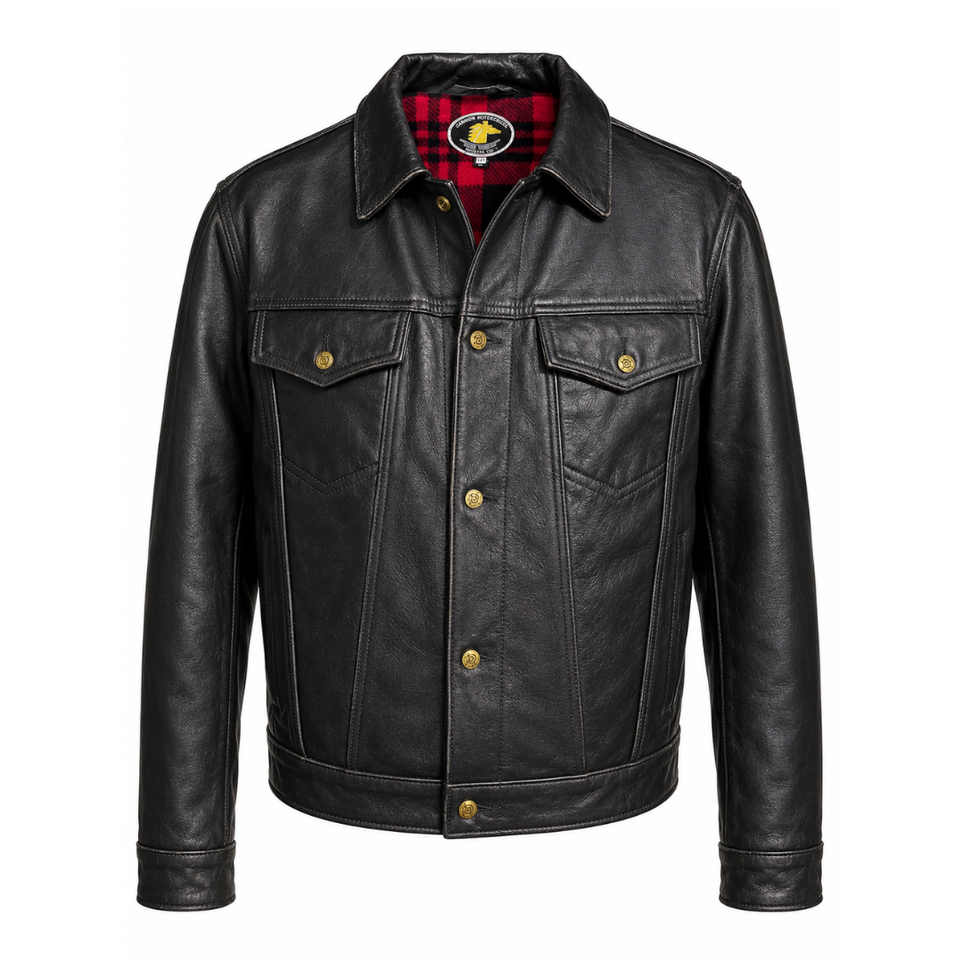 Trucker Black Distressed Horsehide