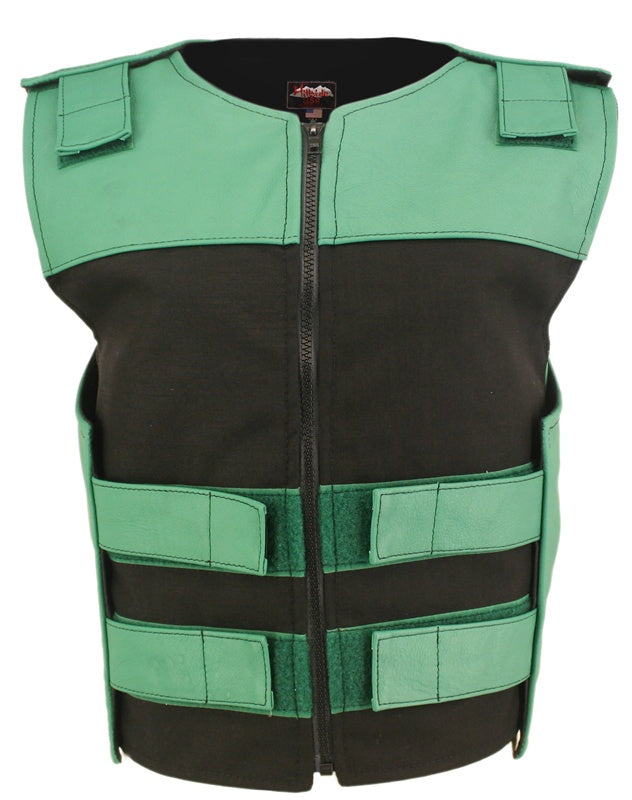 Women's Leather & Cordura Combo Zippered Tactical Vest (Custom-Made)