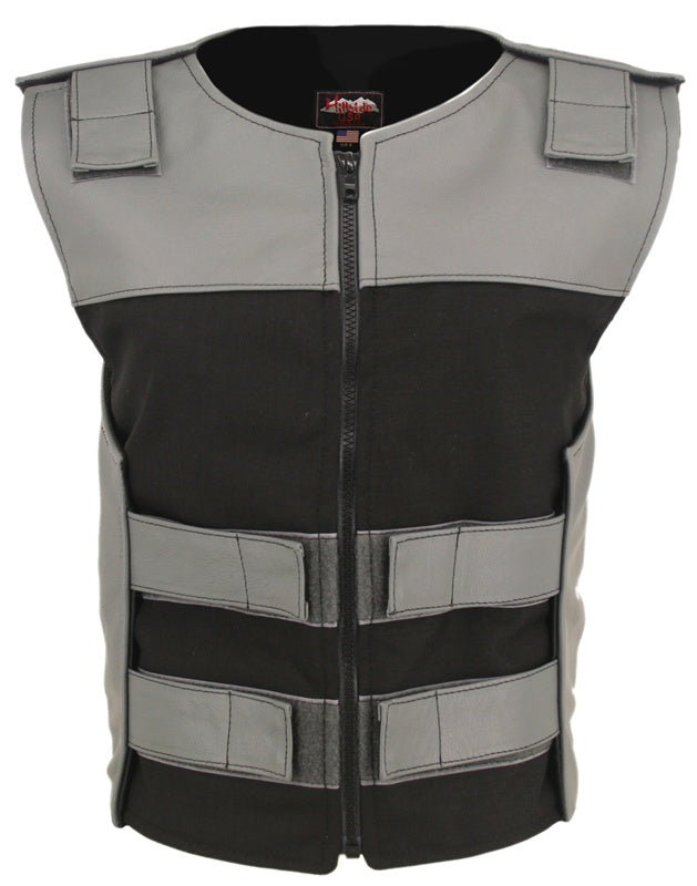 Women's Leather & Cordura Combo Zippered Tactical Vest (Custom-Made)