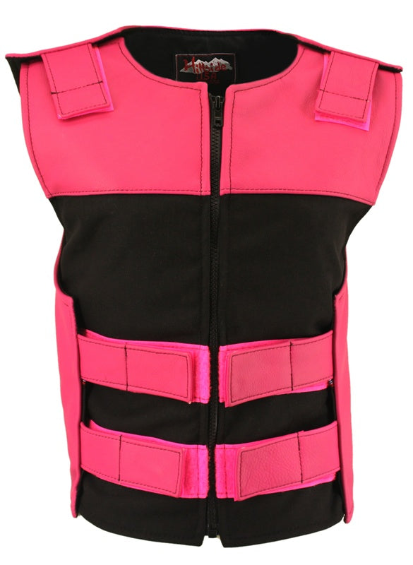 Women's Leather & Cordura Combo Zippered Tactical Vest (Custom-Made)