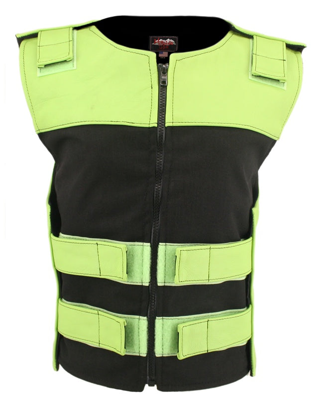 Women's Leather & Cordura Combo Zippered Tactical Vest (Custom-Made)