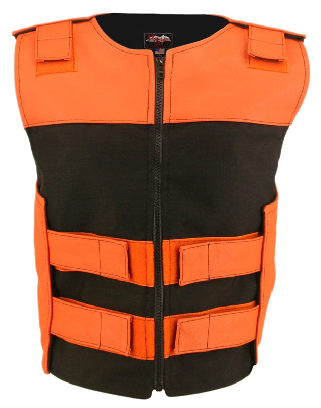 Women's Leather & Cordura Combo Zippered Tactical Vest (Custom-Made)