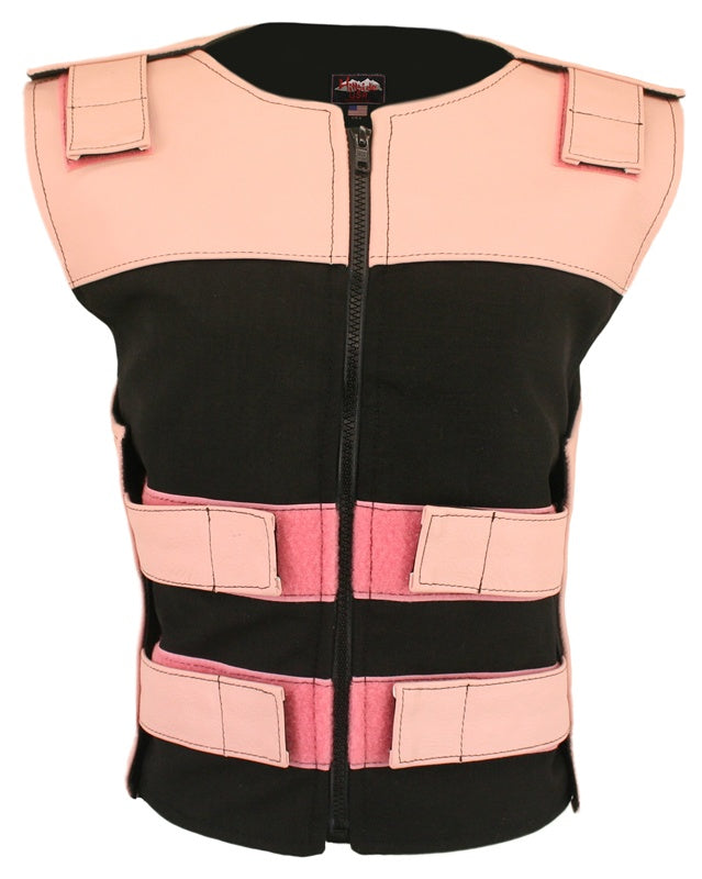 Women's Leather & Cordura Combo Zippered Tactical Vest (Custom-Made)