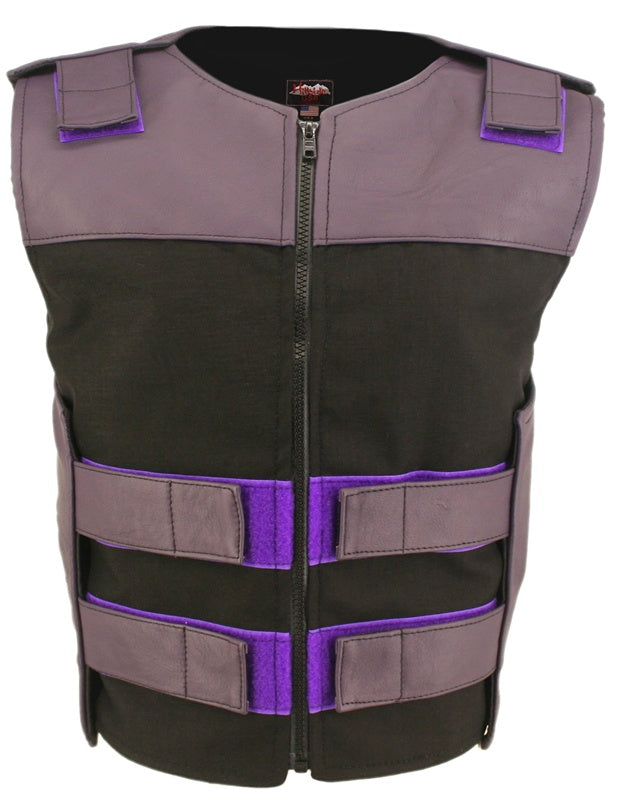 Women's Leather & Cordura Combo Zippered Tactical Vest (Custom-Made)