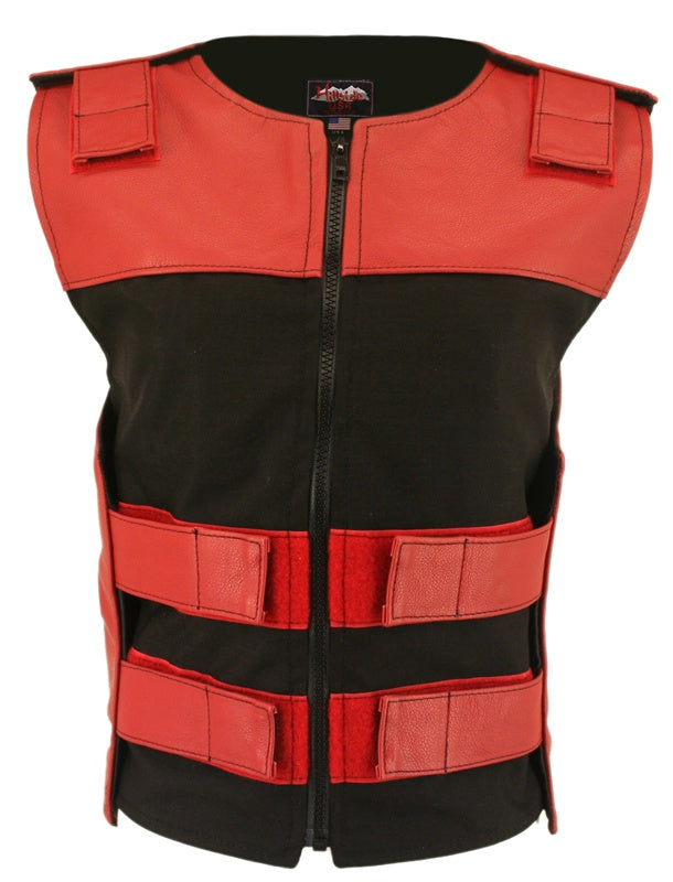 Women's Leather & Cordura Combo Zippered Tactical Vest (Custom-Made)