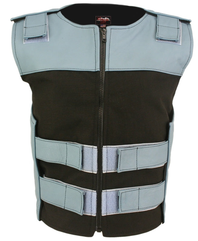 Women's Leather & Cordura Combo Zippered Tactical Vest (Custom-Made)