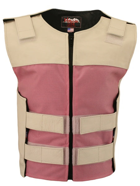 Women's Leather & Cordura Combo Zippered Tactical Vest (Custom-Made)