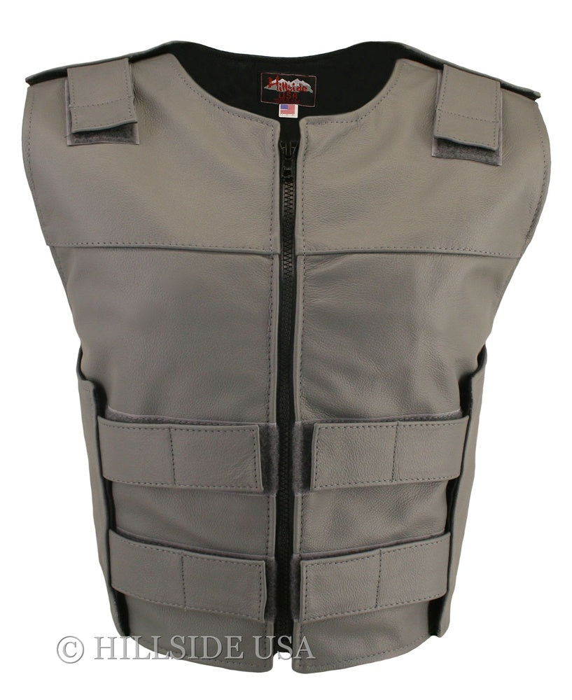 Women's Zippered Tactical Style Leather Vest