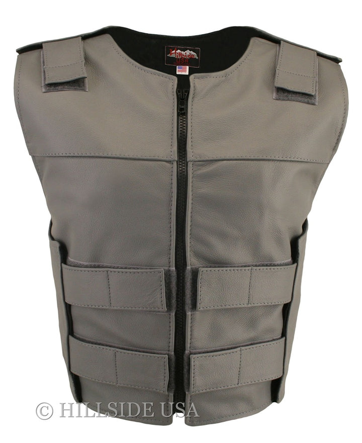 Women's Zippered Tactical Style Leather Vest