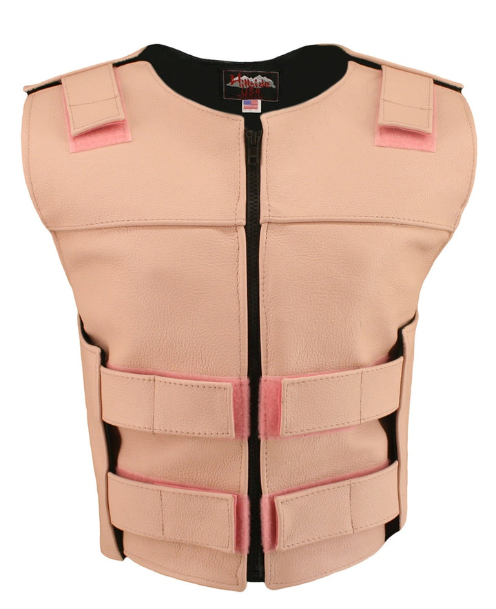 Women's Zippered Tactical Style Leather Vest