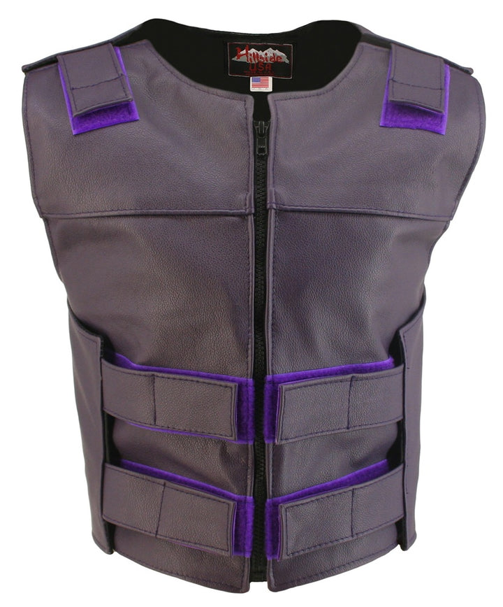 Women's Zippered Tactical Style Leather Vest