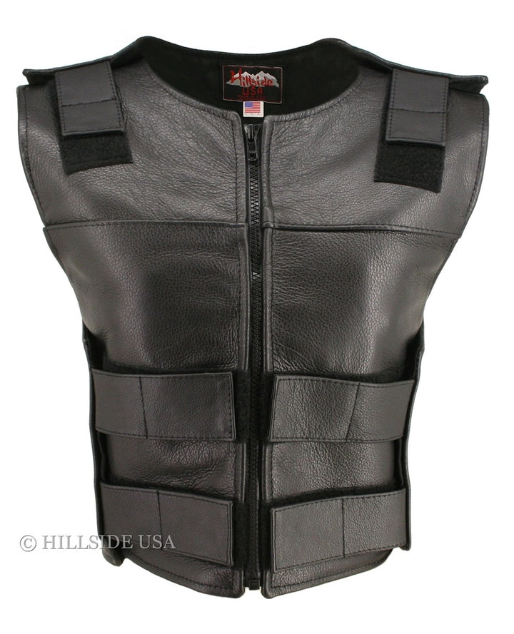 Women's Zippered Tactical Style Leather Vest