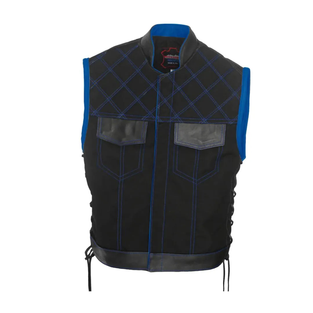 Double Stitch Diamond Biker Vest  Water Resistant Military Grade Fabric (Cordura)