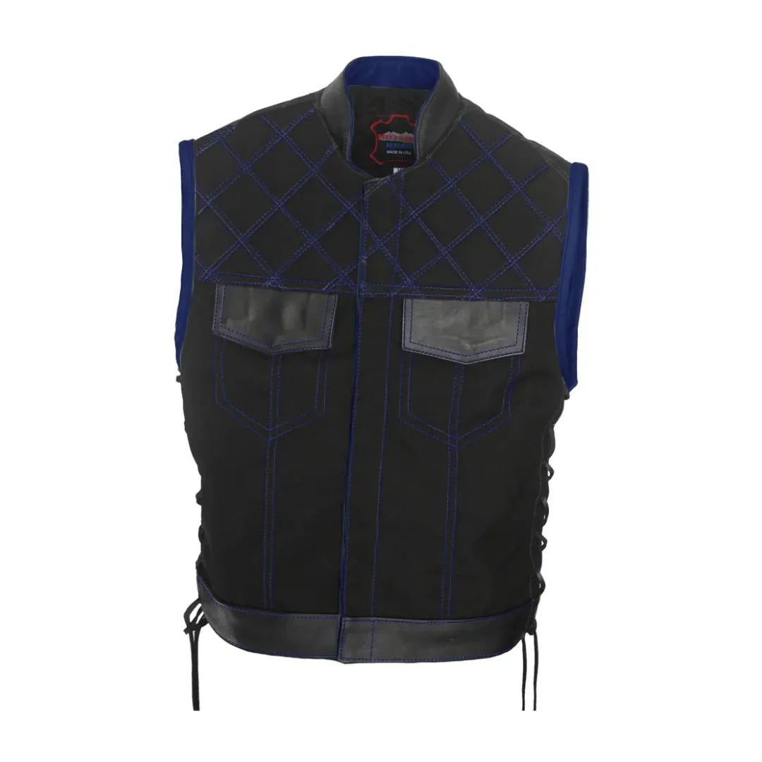 Double Stitch Diamond Biker Vest  Water Resistant Military Grade Fabric (Cordura)