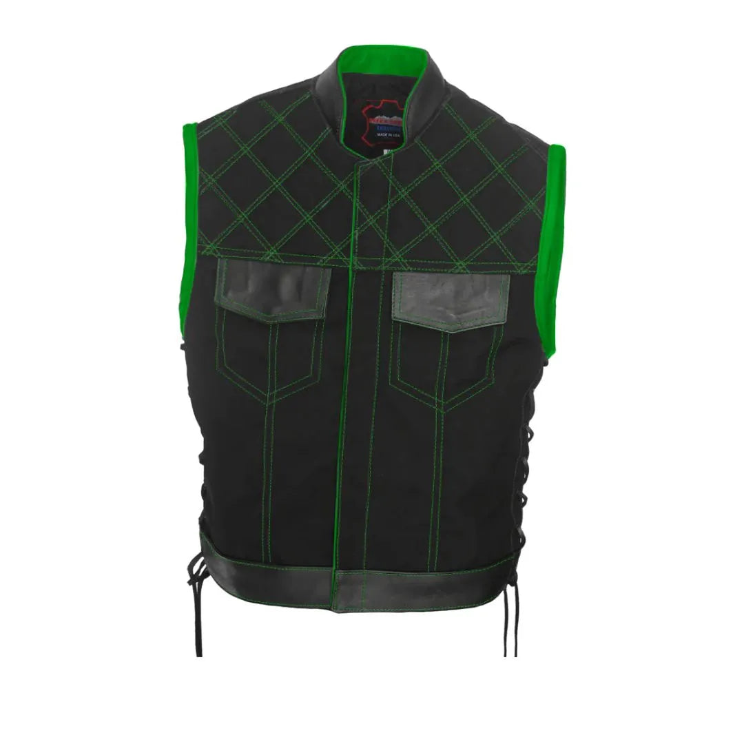Double Stitch Diamond Biker Vest  Water Resistant Military Grade Fabric (Cordura)