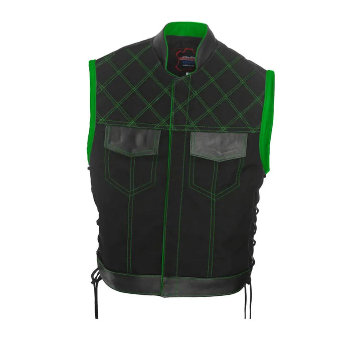 Double Stitch Diamond Biker Vest  Water Resistant Military Grade Fabric (Cordura)