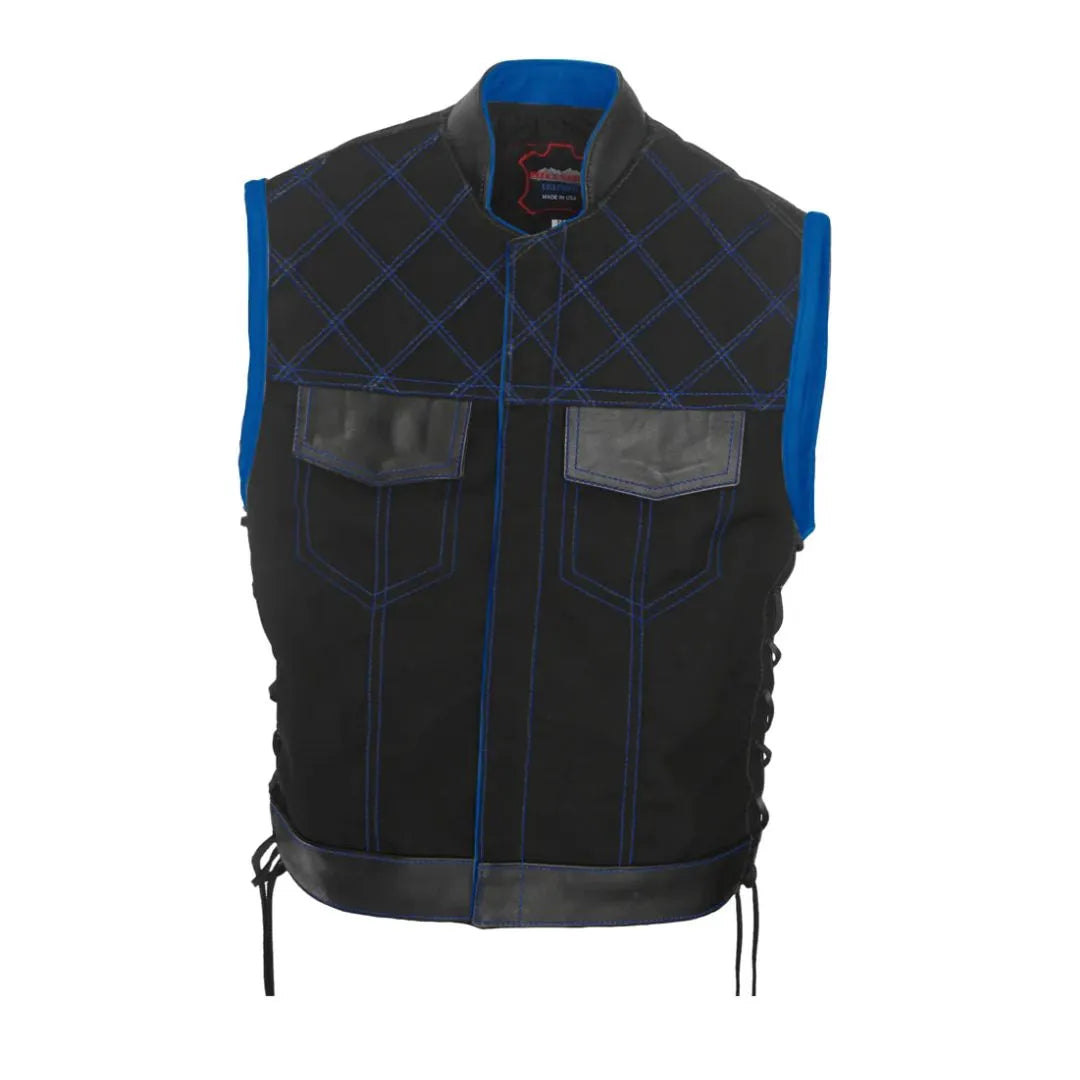 Double Stitch Diamond Biker Vest  Water Resistant Military Grade Fabric (Cordura)