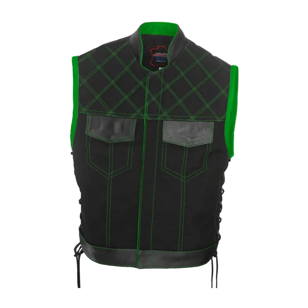 Double Stitch Diamond Biker Vest  Water Resistant Military Grade Fabric (Cordura)