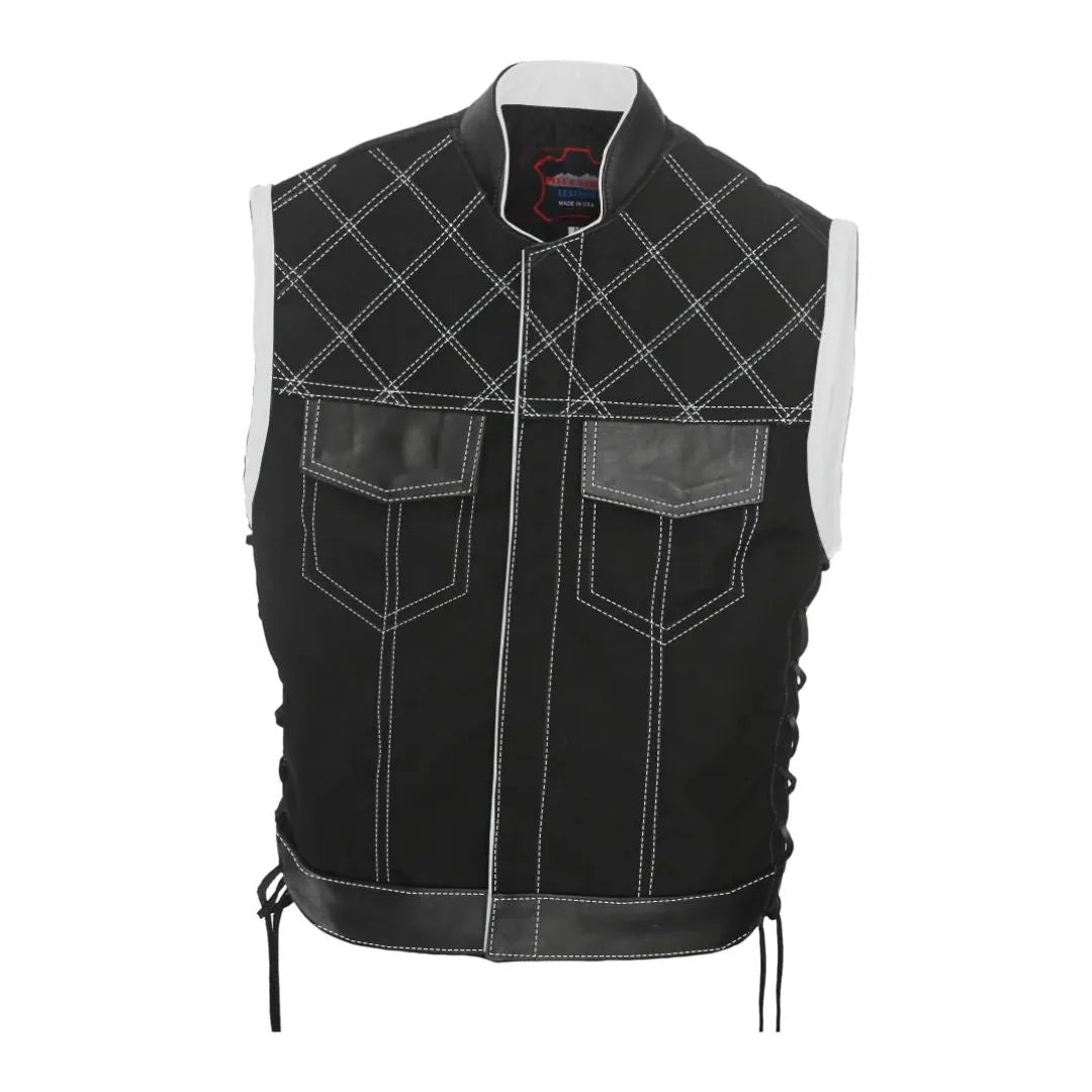 Double Stitch Diamond Biker Vest  Water Resistant Military Grade Fabric (Cordura)