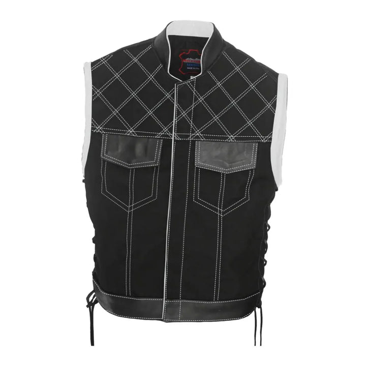 Double Stitch Diamond Biker Vest  Water Resistant Military Grade Fabric (Cordura)