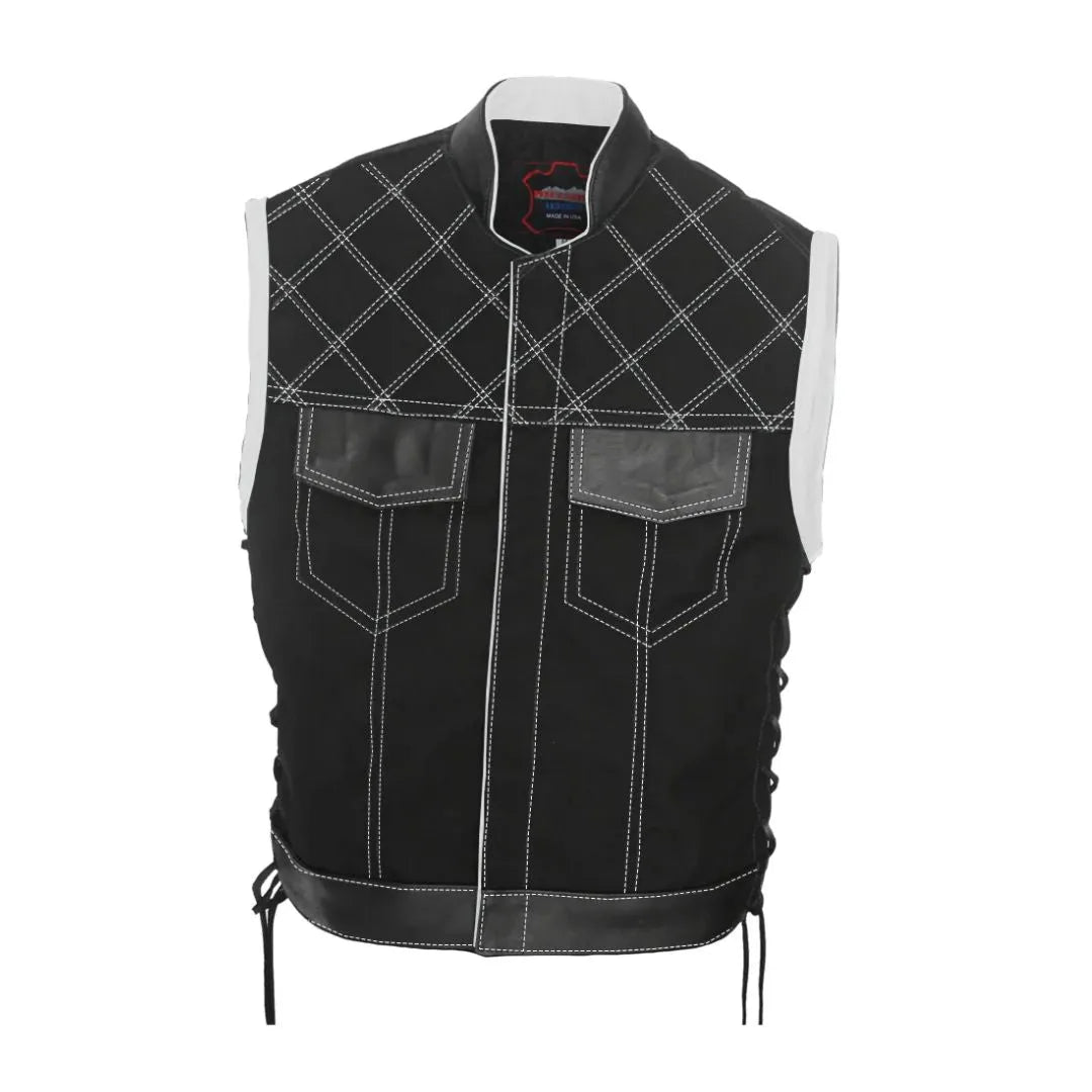 Double Stitch Diamond Biker Vest  Water Resistant Military Grade Fabric (Cordura)