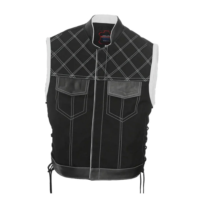 Double Stitch Diamond Biker Vest  Water Resistant Military Grade Fabric (Cordura)
