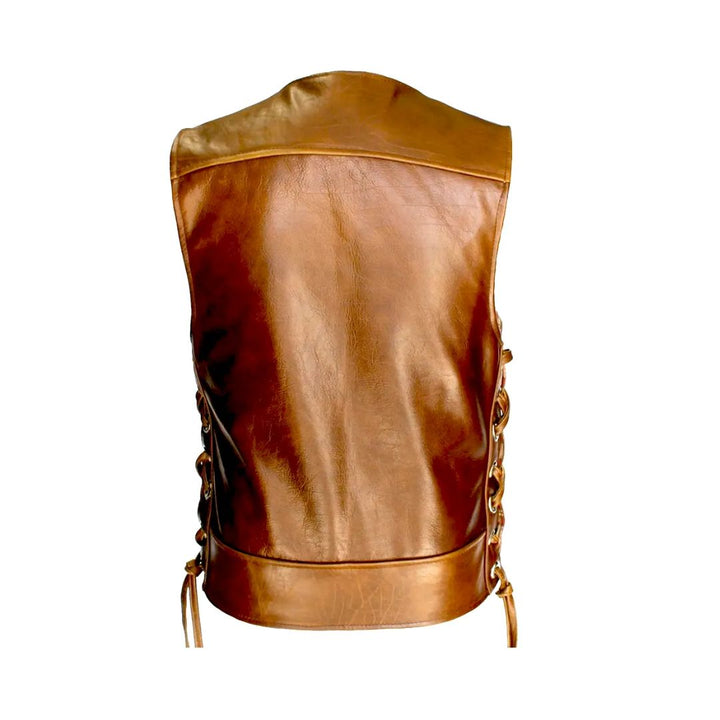 Touring American Bison Brown Leather Vest