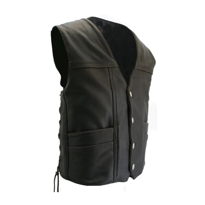Distressed Brown Cruiser Leather Vest