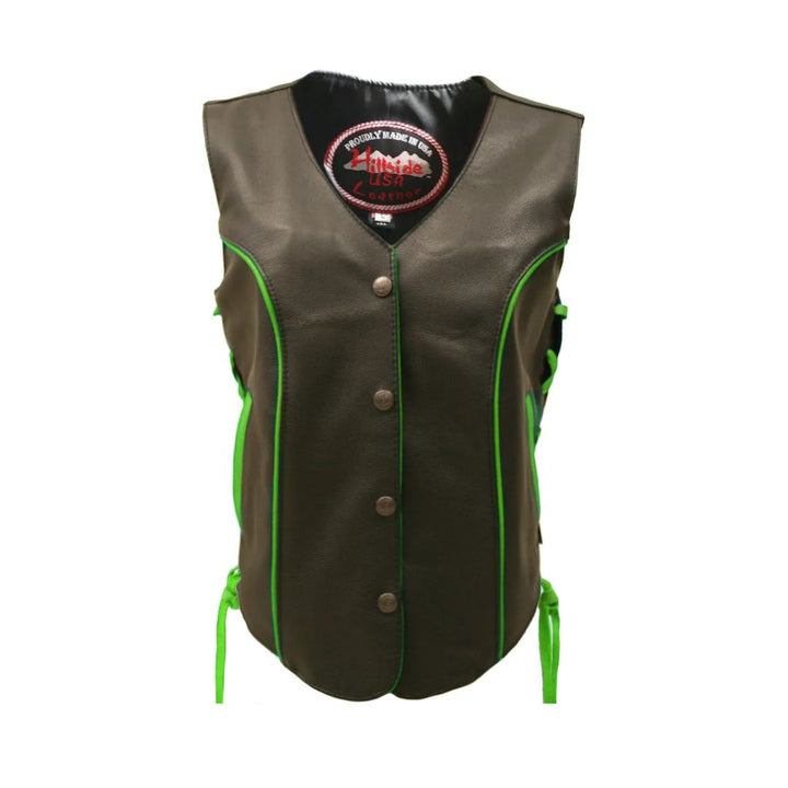 Women's Trim Biker Leather Vest