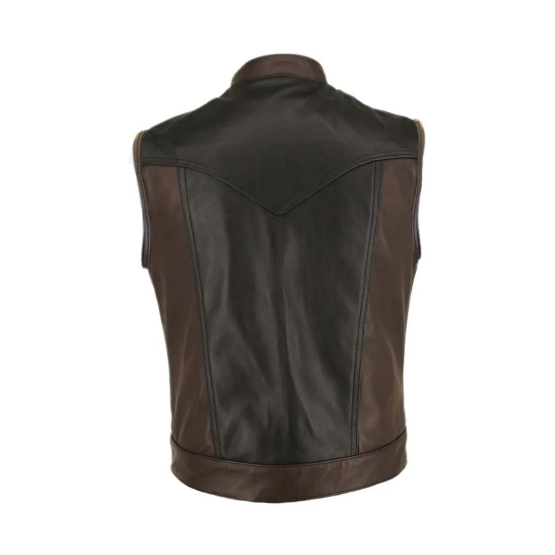 Men's Horsehide Stand up Collar / Two Tone Vest