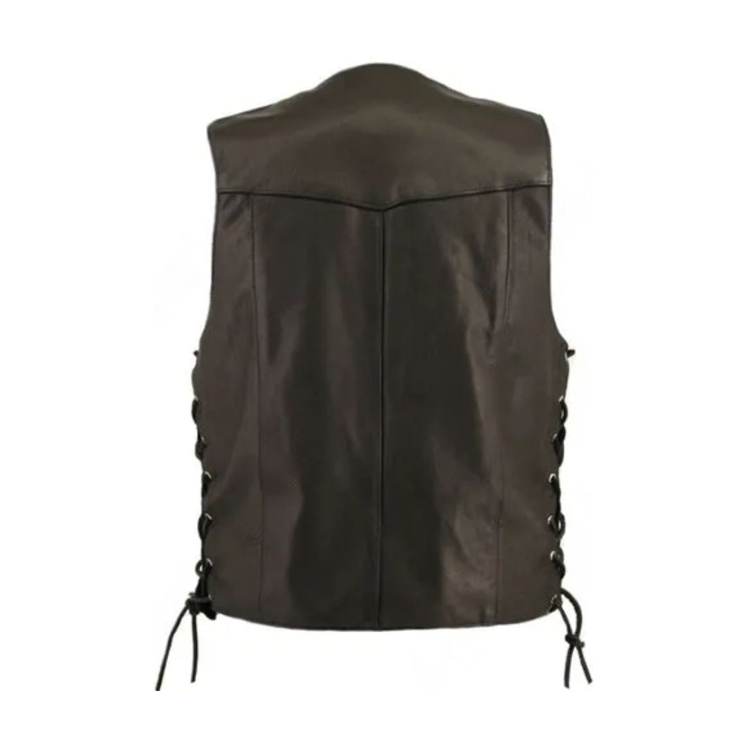 Men's Laced Side Full Perforated Classic Biker Vest