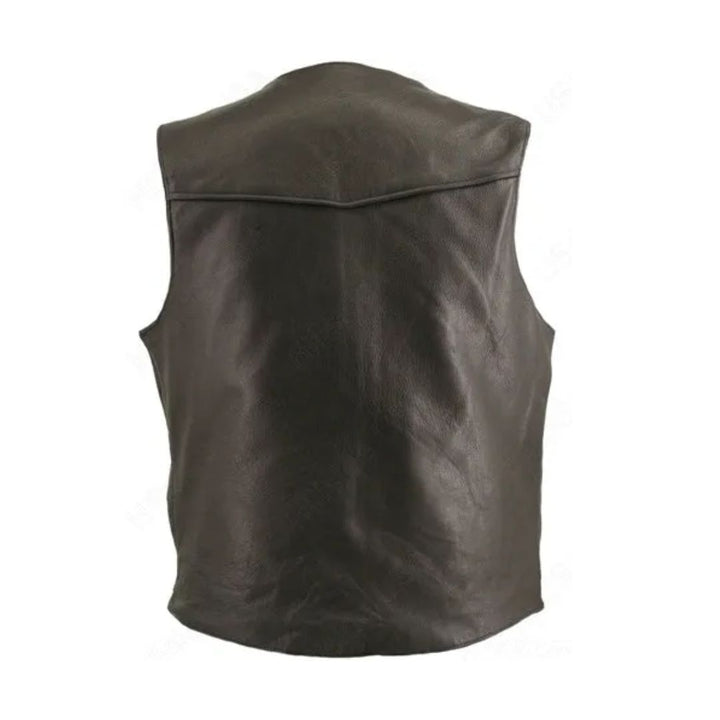 Men's Zipper Racer Leather Vest