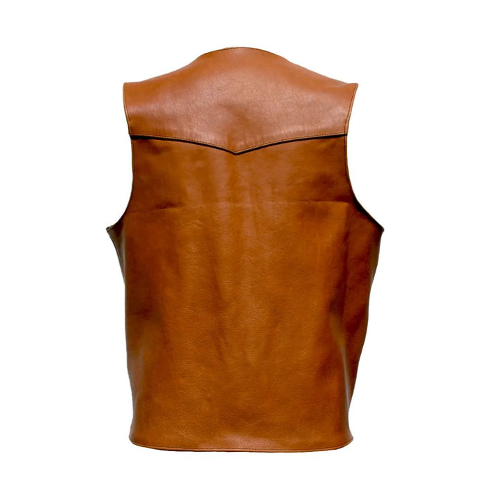 Men's Western Style Brown American Bison Leather Vest