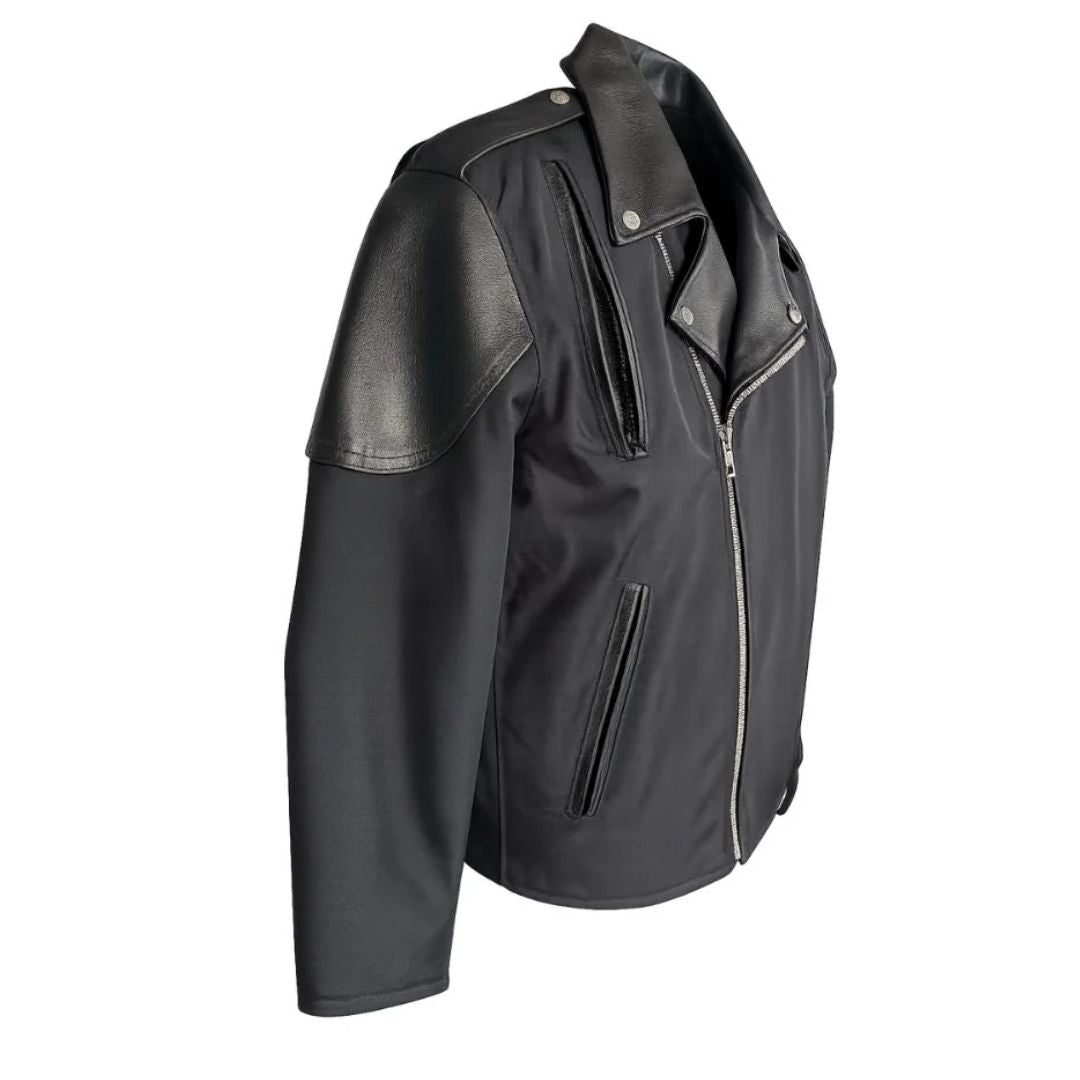 Men's Vented Leather / Waterproof Cordura Biker Jacket