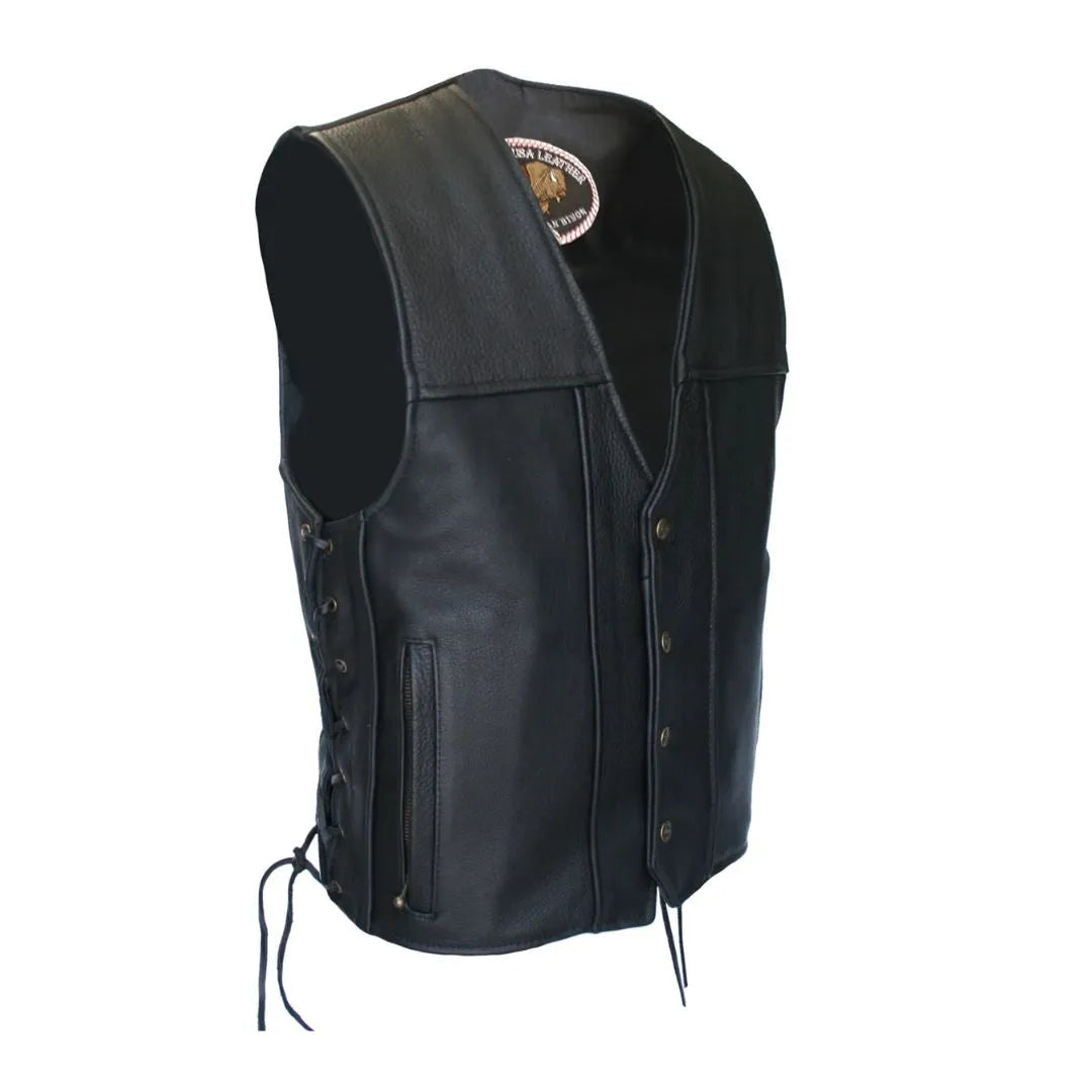 American Bison Leather Vest - Black