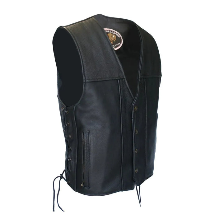 American Bison Leather Vest - Black