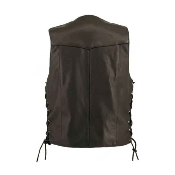 Men's Laced Side Classic Biker Vest with Gun Pockets