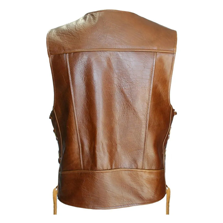 American Bison Leather Vest - Brown