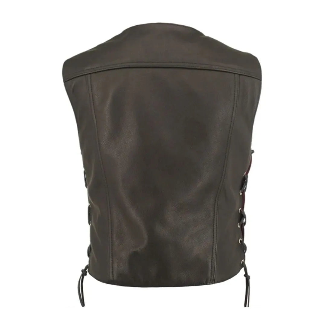 Men's Denim Style Vest Distressed Brown