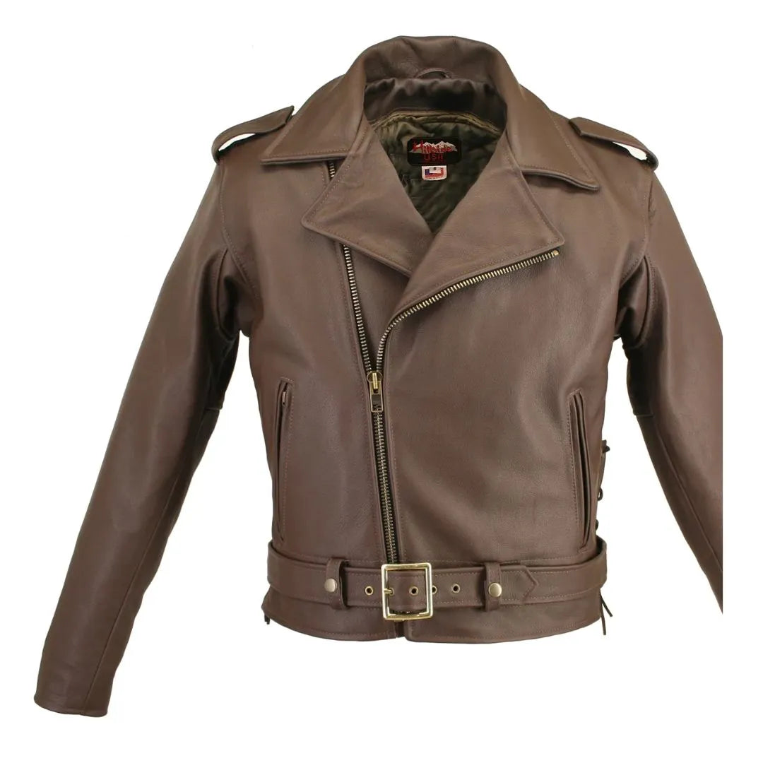 Men's Full Belted Cowhide Biker Jacket