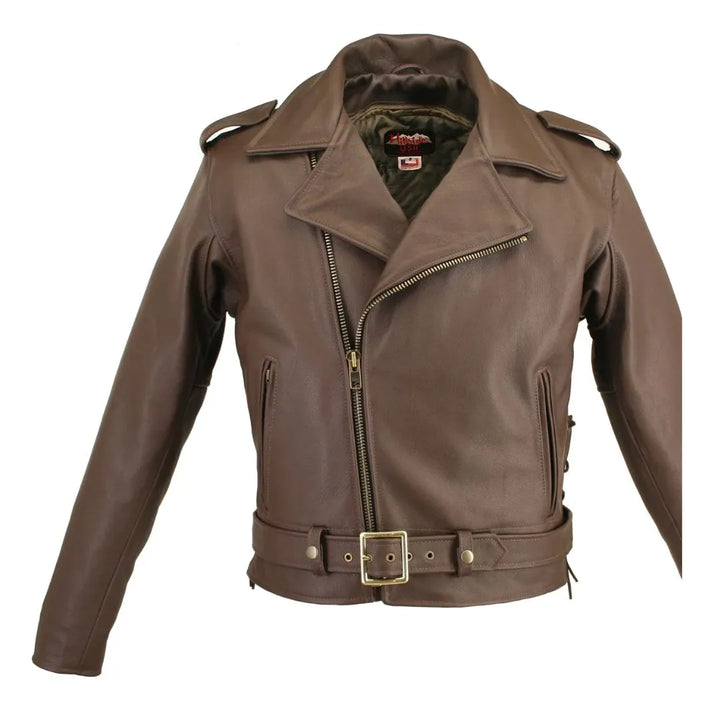 Men's Full Belted Cowhide Biker Jacket