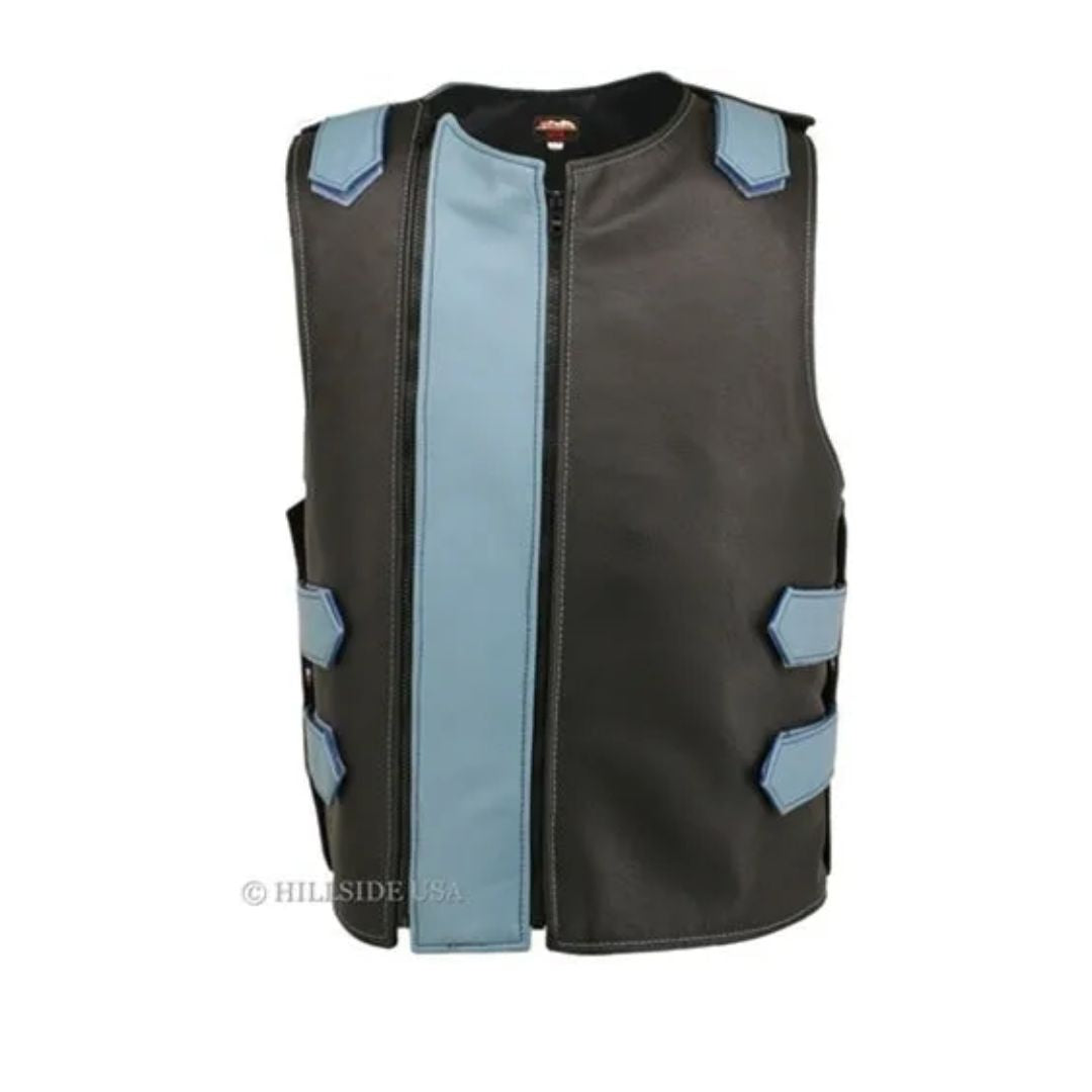 Men's Dual Front Zipper Tactical Leather Vest (Custom-Made)