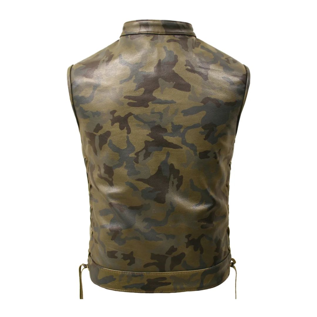 Hillside USA All Leather Camouflage Biker Vest