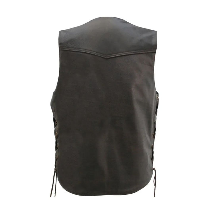 Men's Solid Back Distressed Brown Vest