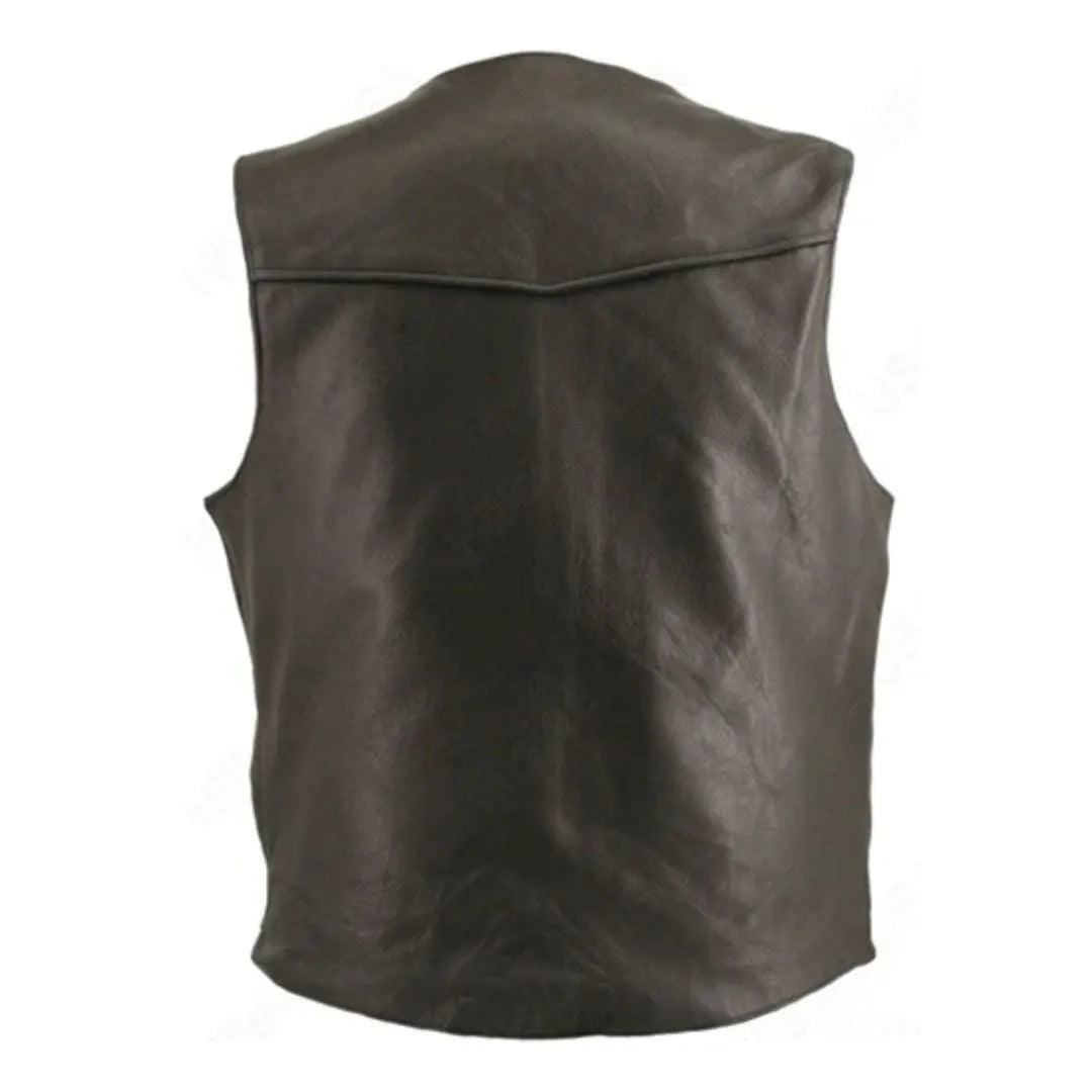 Men's Zipper Racer Leather Vest (Custom)