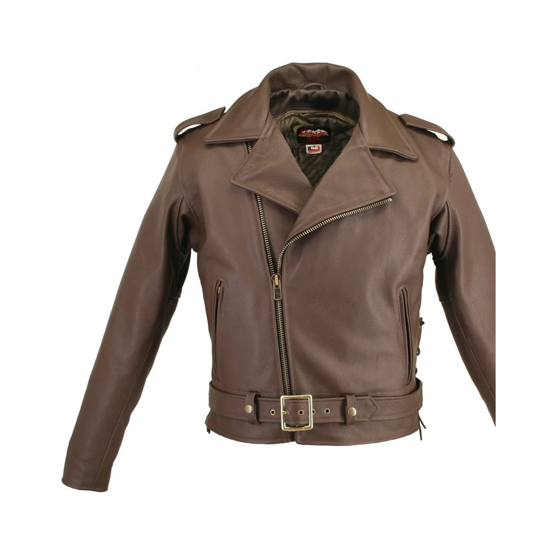 Men's Full Belted Cowhide Biker Jacket