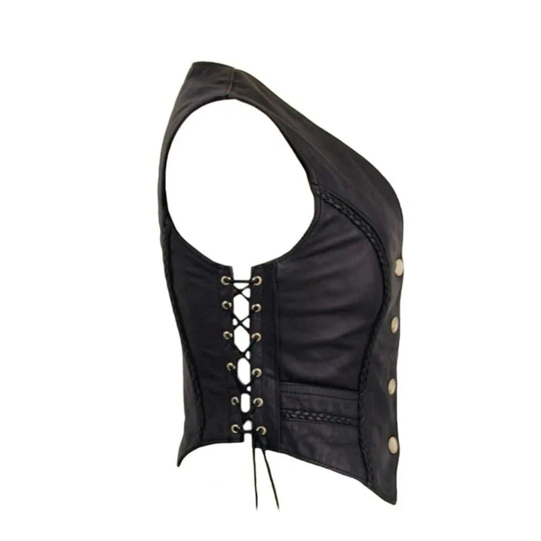 Women's Braided Leather Vest