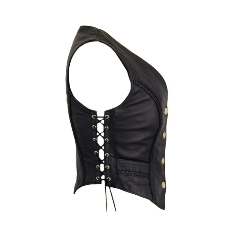 Women's Braided Leather Vest