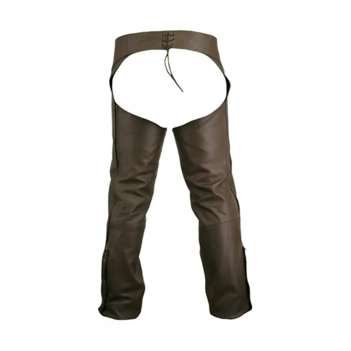 Men's Double Stitched Brown Leather Chaps